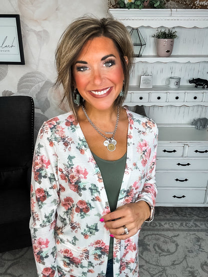 Anytime You Want Floral Cardigan - Ivory