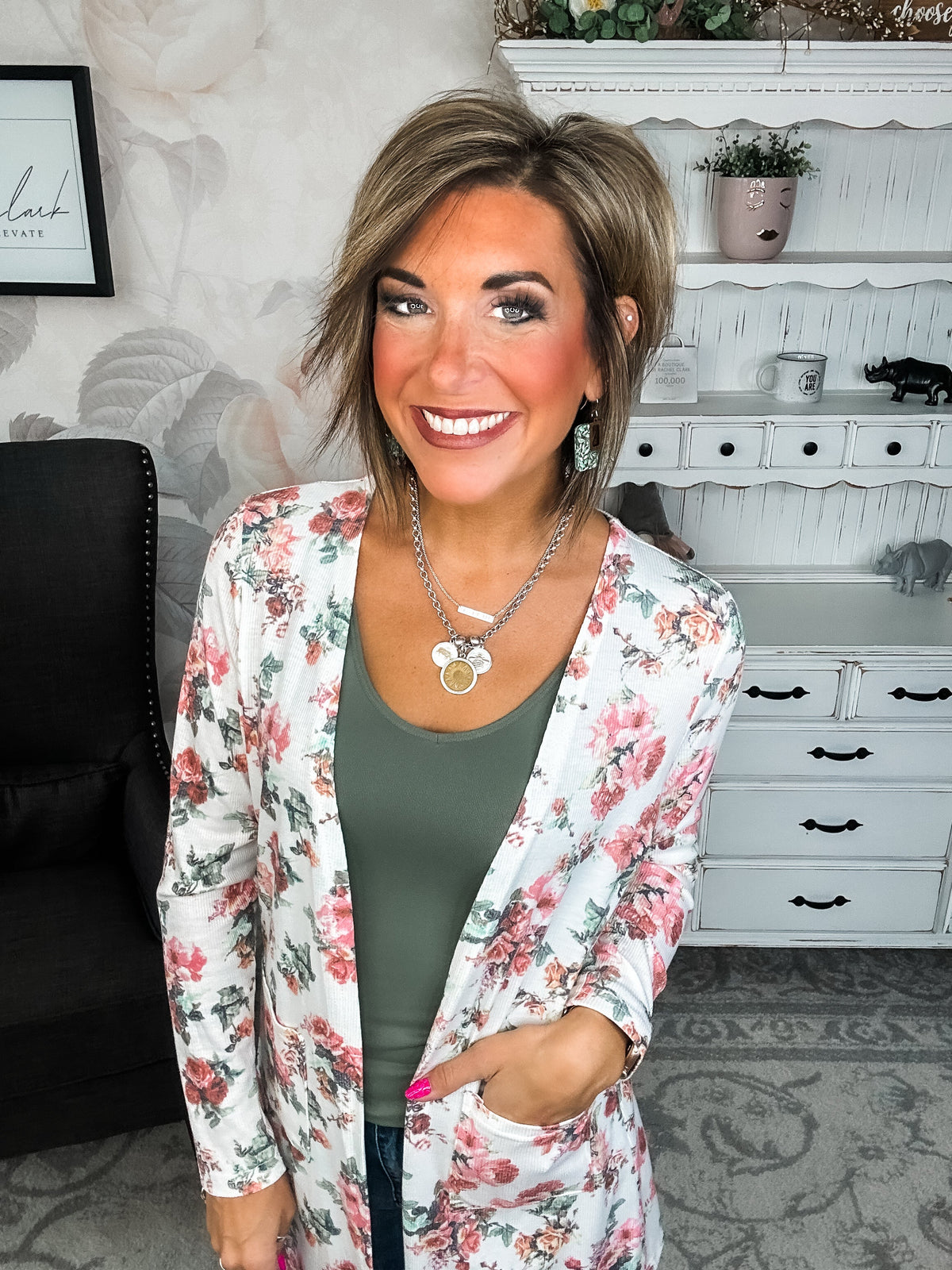 Anytime You Want Floral Cardigan - Ivory