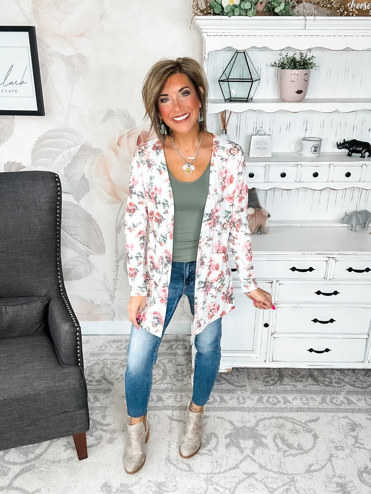 Anytime You Want Floral Cardigan - Ivory