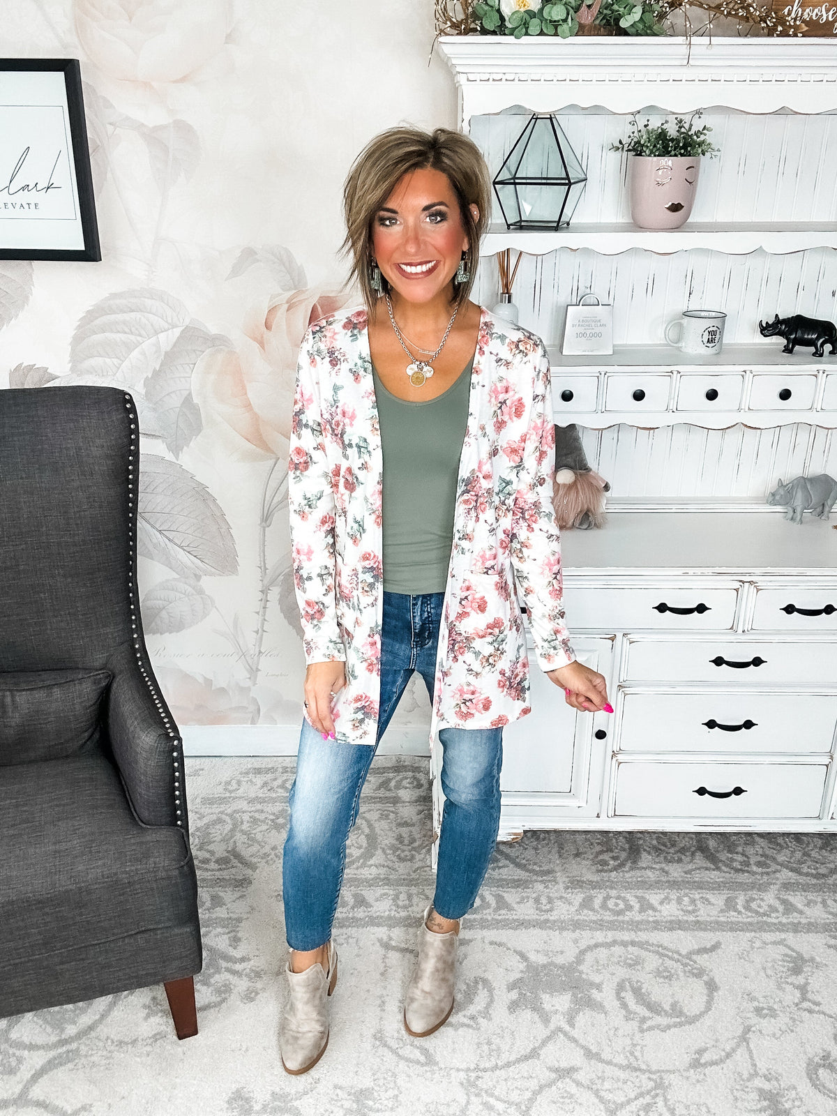 Anytime You Want Floral Cardigan - Ivory
