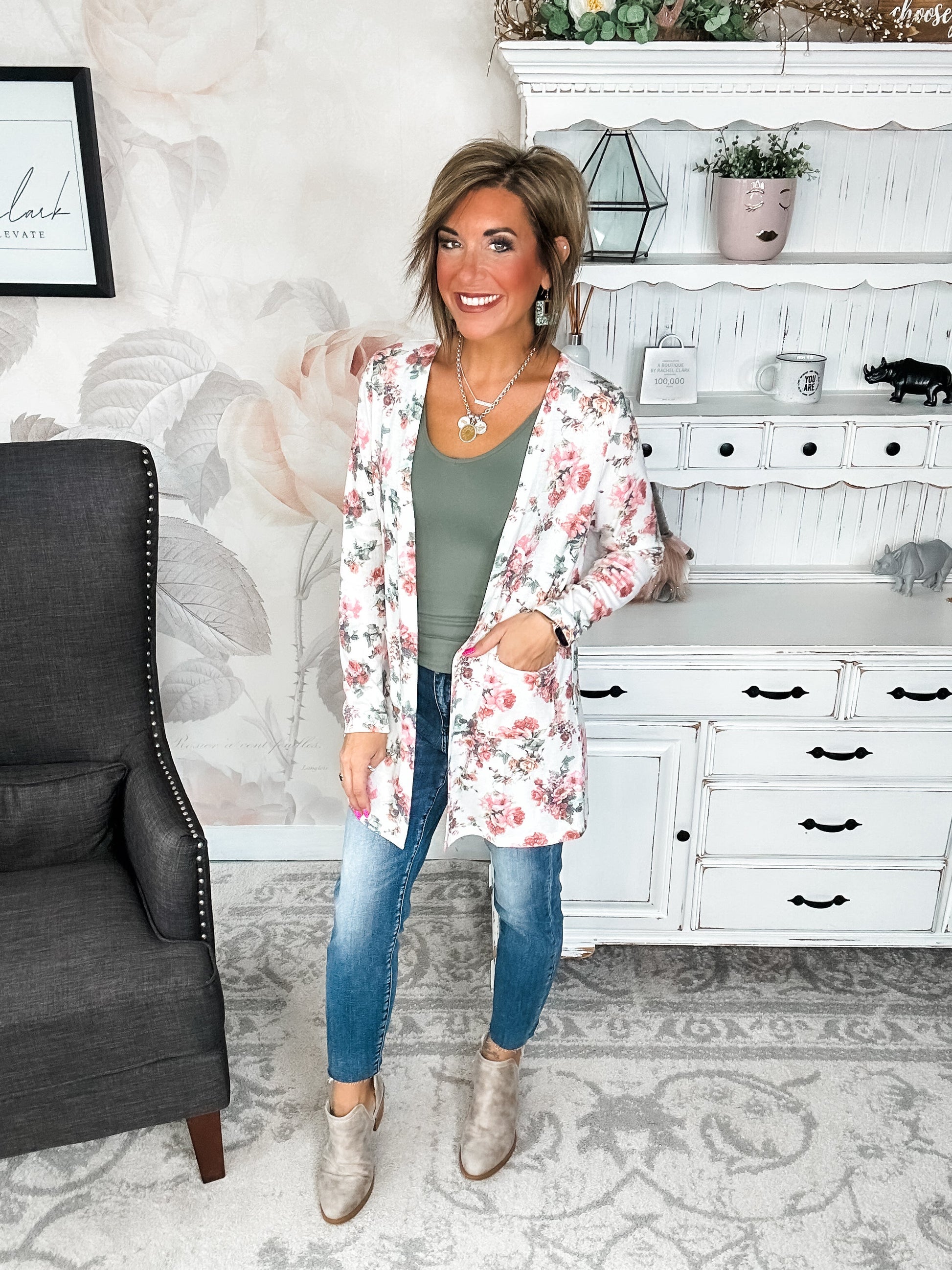 Anytime You Want Floral Cardigan - Ivory