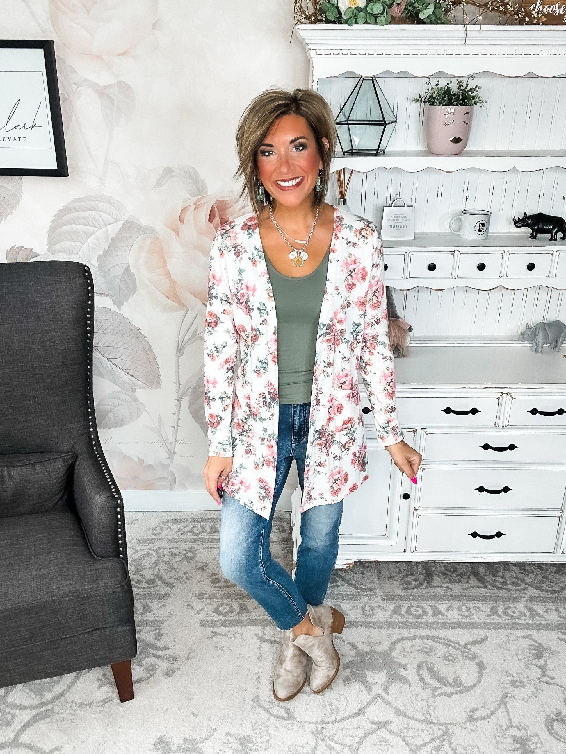 Anytime You Want Floral Cardigan - Ivory