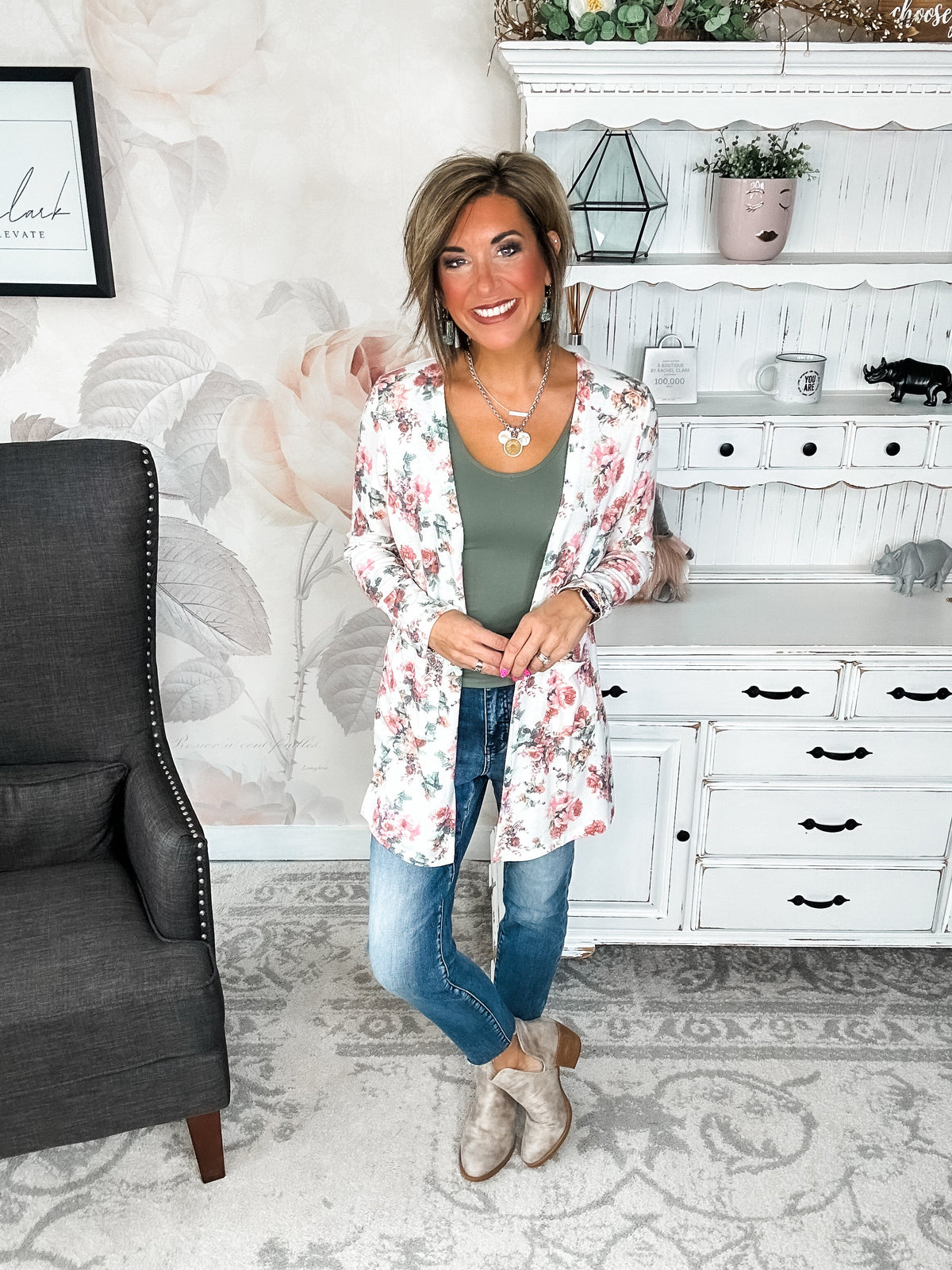 Anytime You Want Floral Cardigan - Ivory