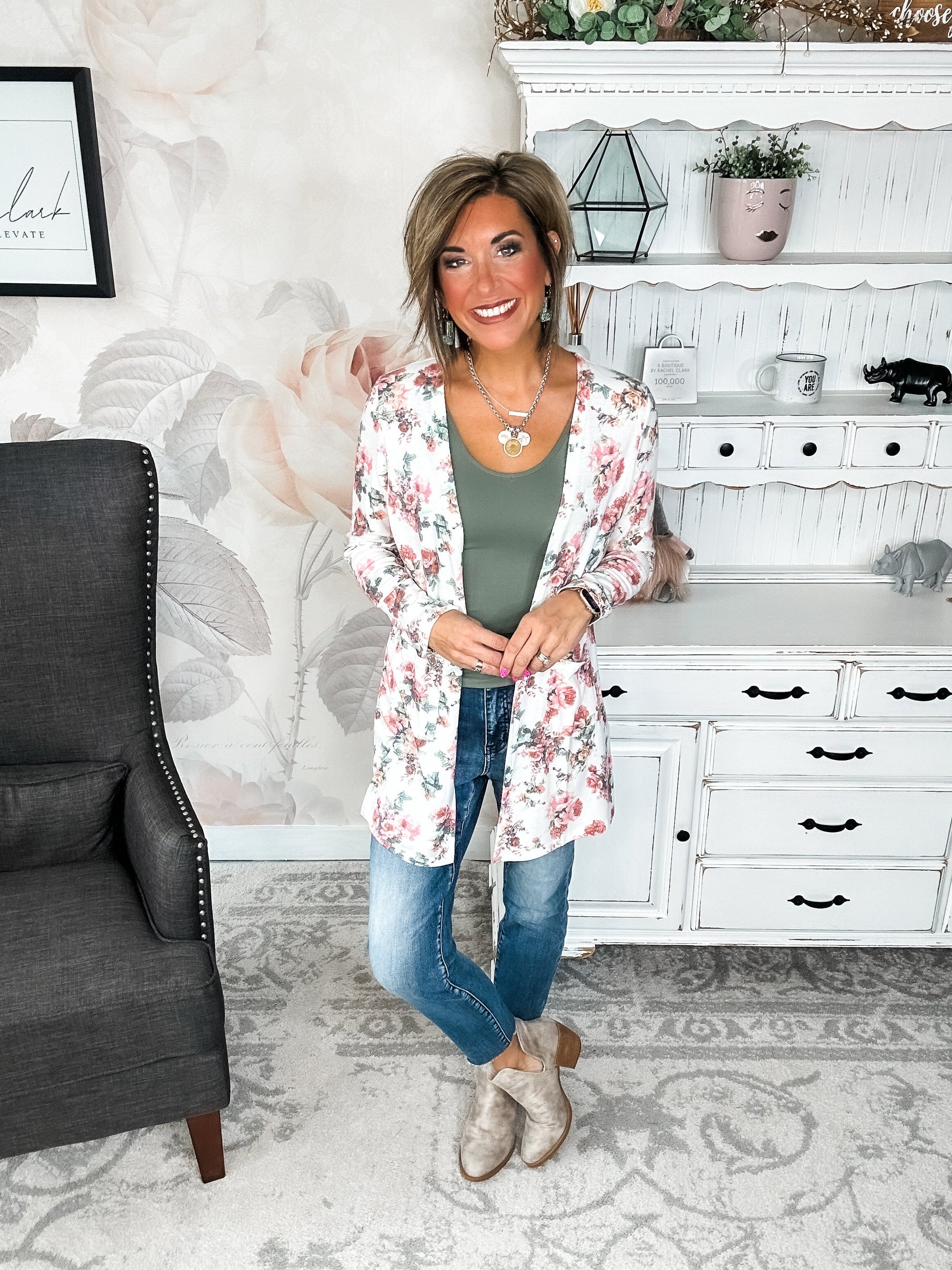 Anytime You Want Floral Cardigan - Ivory