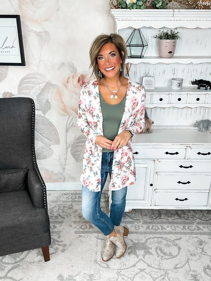 Anytime You Want Floral Cardigan - Ivory