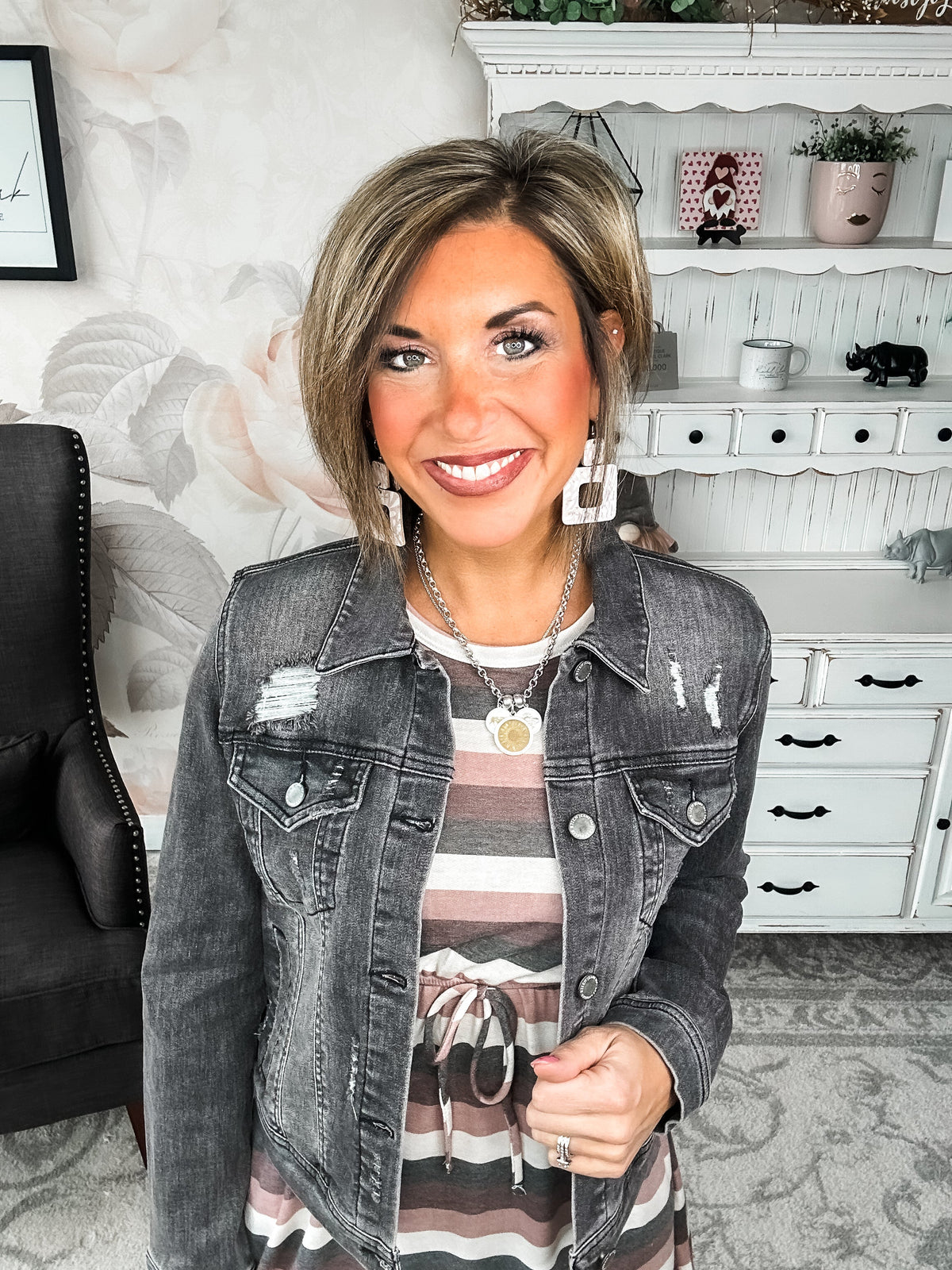 In A Flash Light Grey Jean Jacket