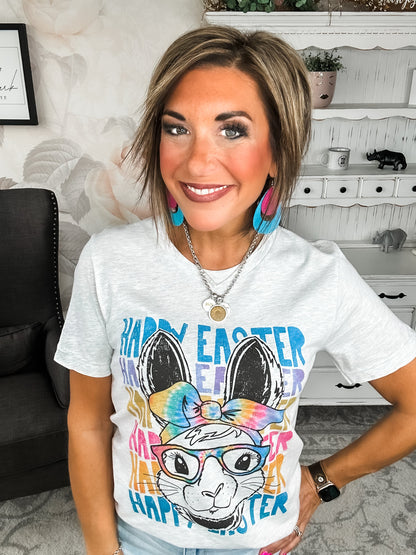 Happy Easter Tie Dye Bunny Graphic Tee