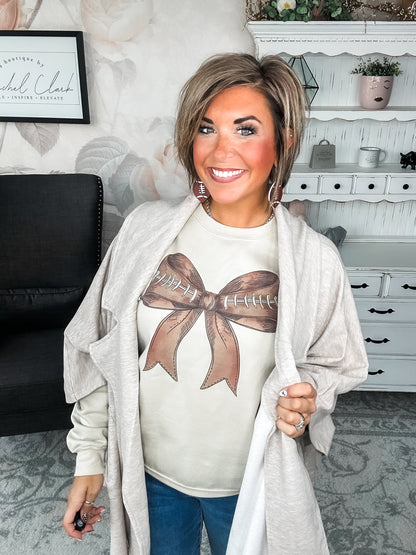 Football Preppy Bow Graphic Sweatshirt