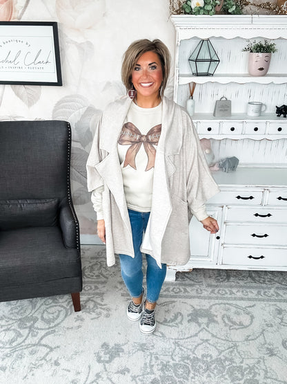 Football Preppy Bow Graphic Sweatshirt