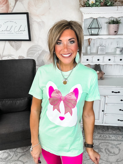 Bunny with a Glitter Bow Graphic Tee
