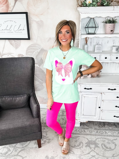 Bunny with a Glitter Bow Graphic Tee
