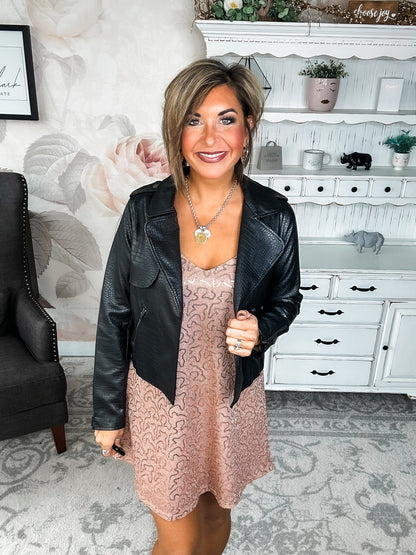 Free to Go Vegan Leather Biker Jacket