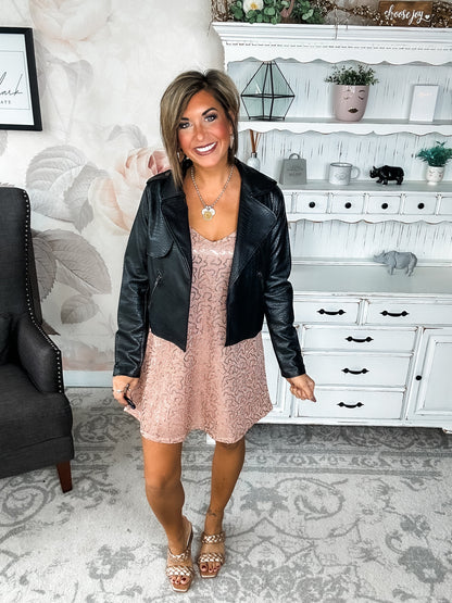 Free to Go Vegan Leather Biker Jacket