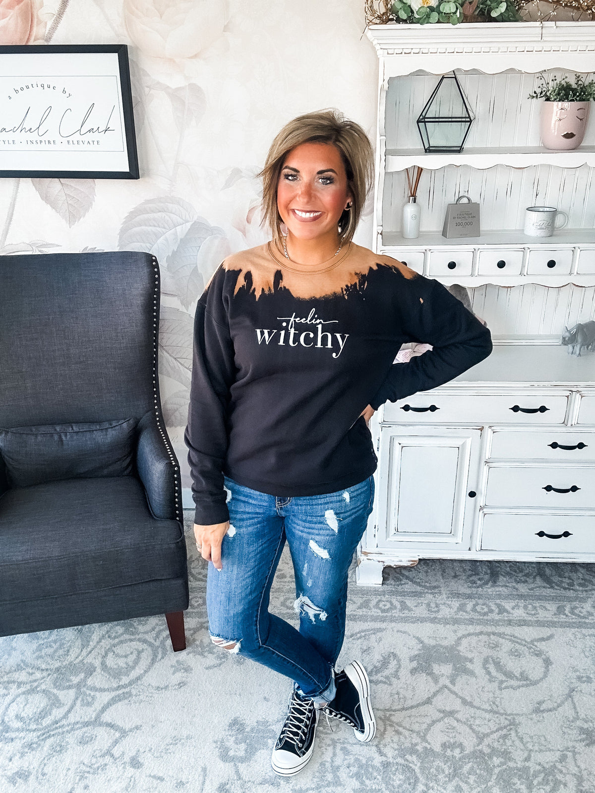 Feelin' Witchy Bleached Sweatshirt