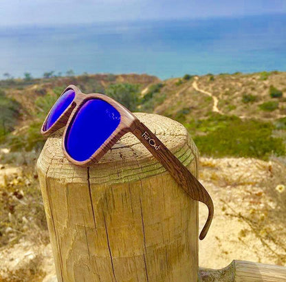 FarOut Sunglasses - Wood Grain Brown Polarized Premiums Blue Lens