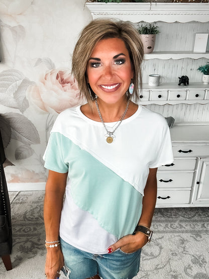 Different Than I Once Was Top - Ivory/Sage/Grey