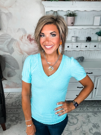 Hello Springtime Swiss Dot Top - Jade