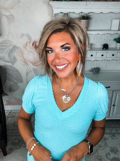 Hello Springtime Swiss Dot Top - Jade