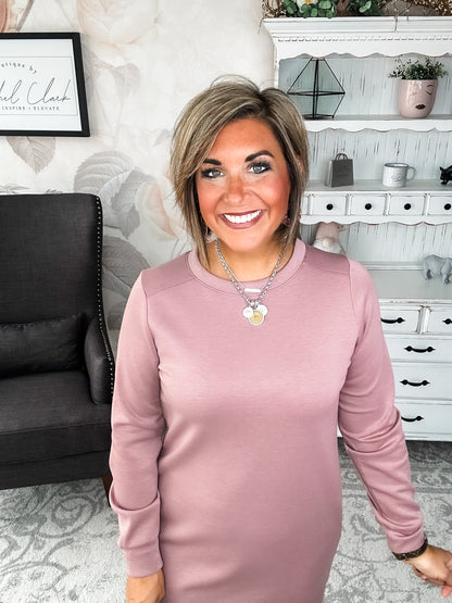 Cozy Up Shift Dress - Mauve