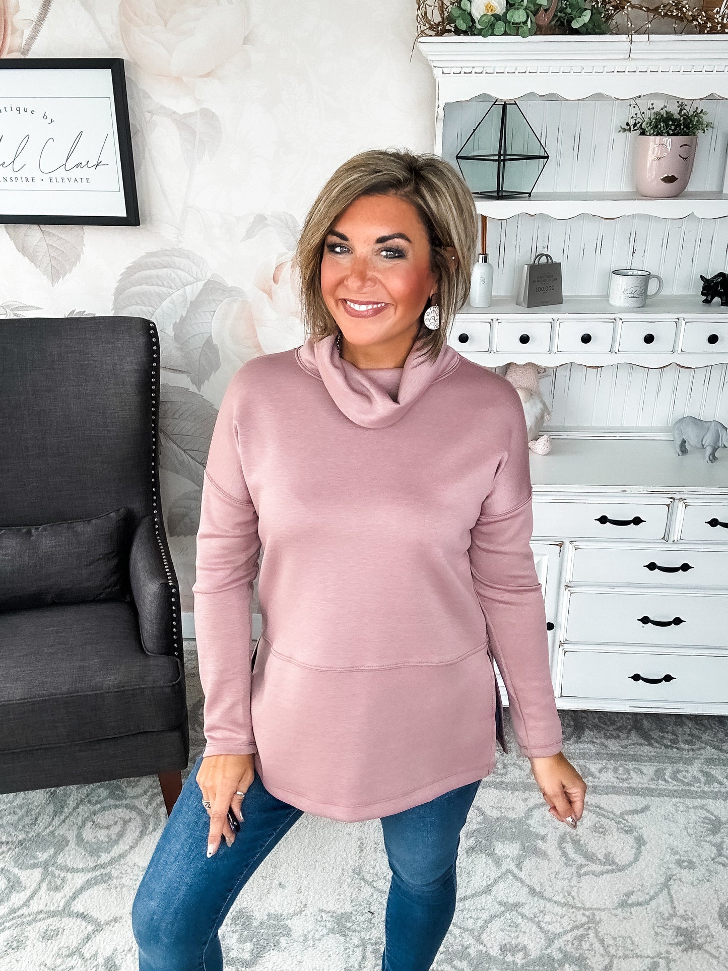 Cozy On The Weekend Cowlneck - Mauve