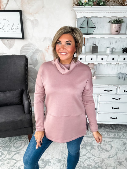 Cozy On The Weekend Cowlneck - Mauve