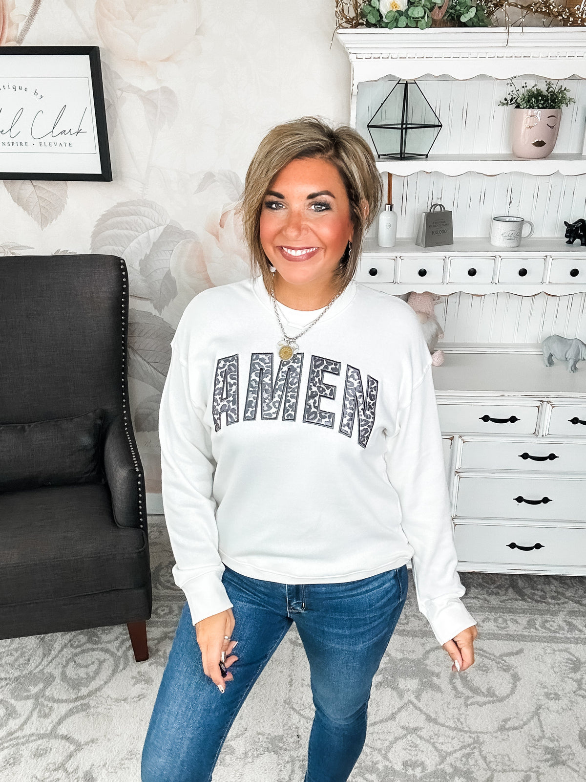 Amen Leopard Applique Sweatshirt