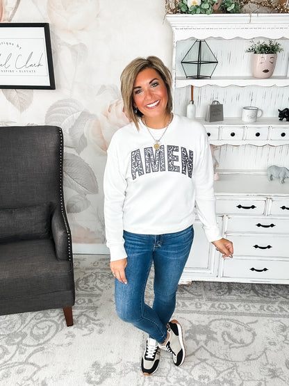 Amen Leopard Applique Sweatshirt