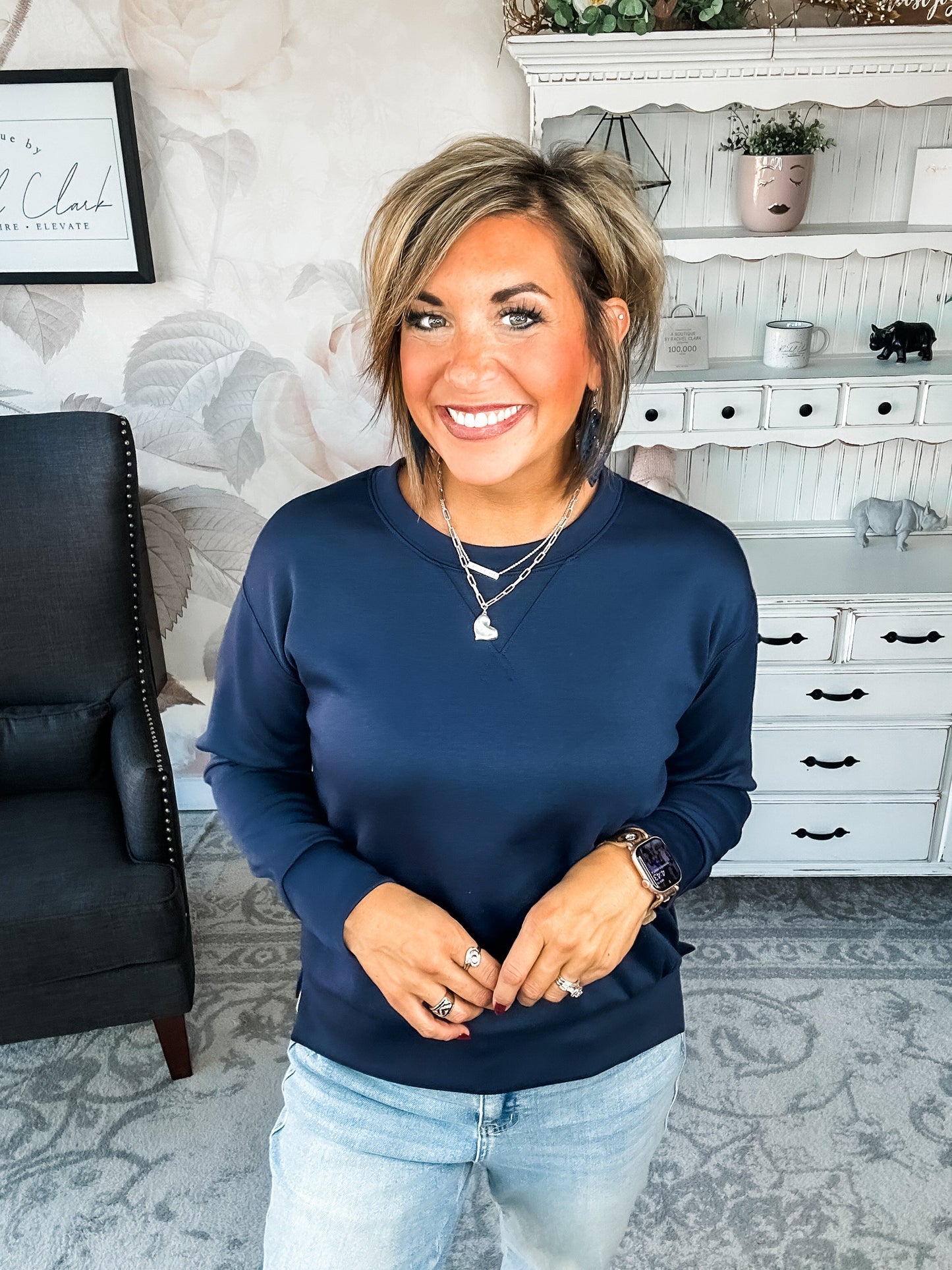 Cuddled Up On The Weekend Pullover - Navy