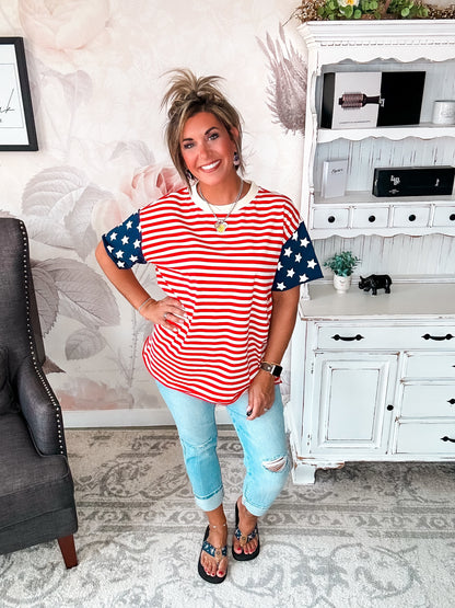 Ampersand Avenue Boyfriend Tee - Little Miss USA