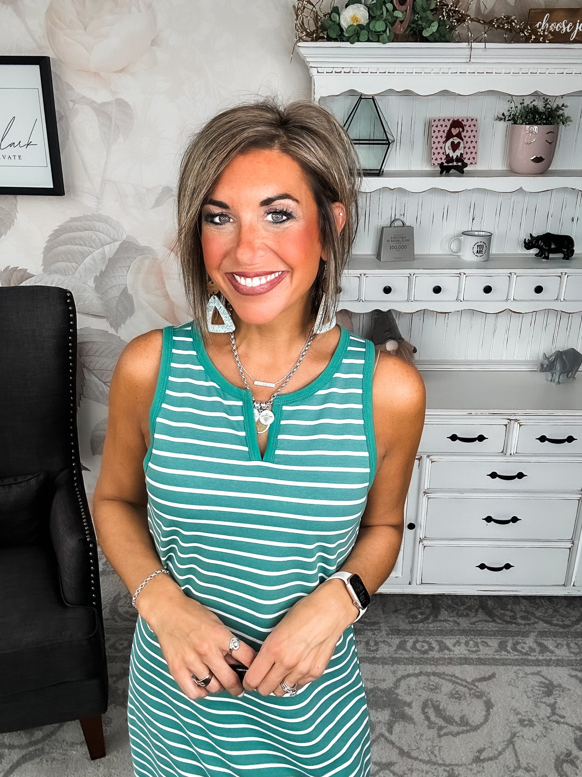 Ampersand Avenue Striped Midi Dress - Sweet Mint