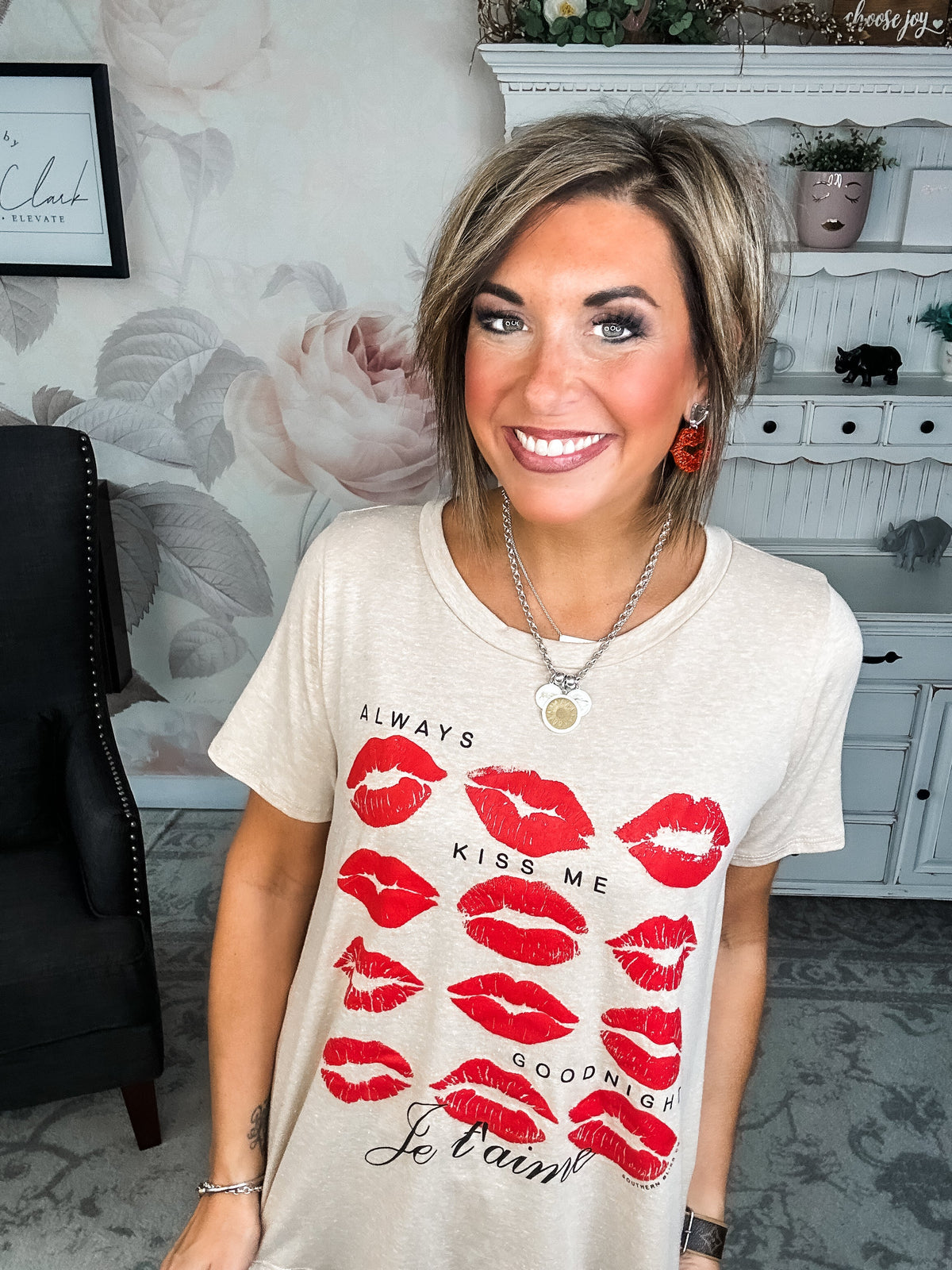 Always Kiss Me Goodnight Scoop Neck Graphic Tee