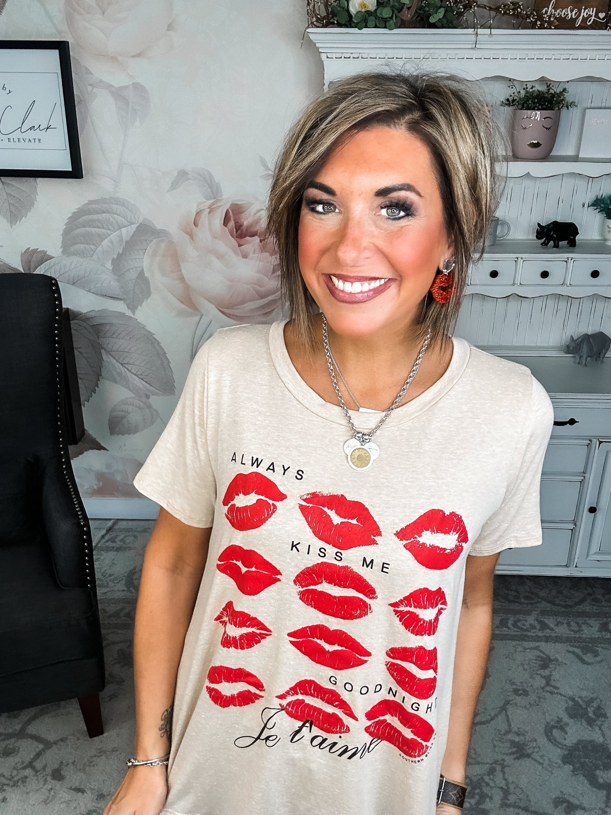 Always Kiss Me Goodnight Scoop Neck Graphic Tee