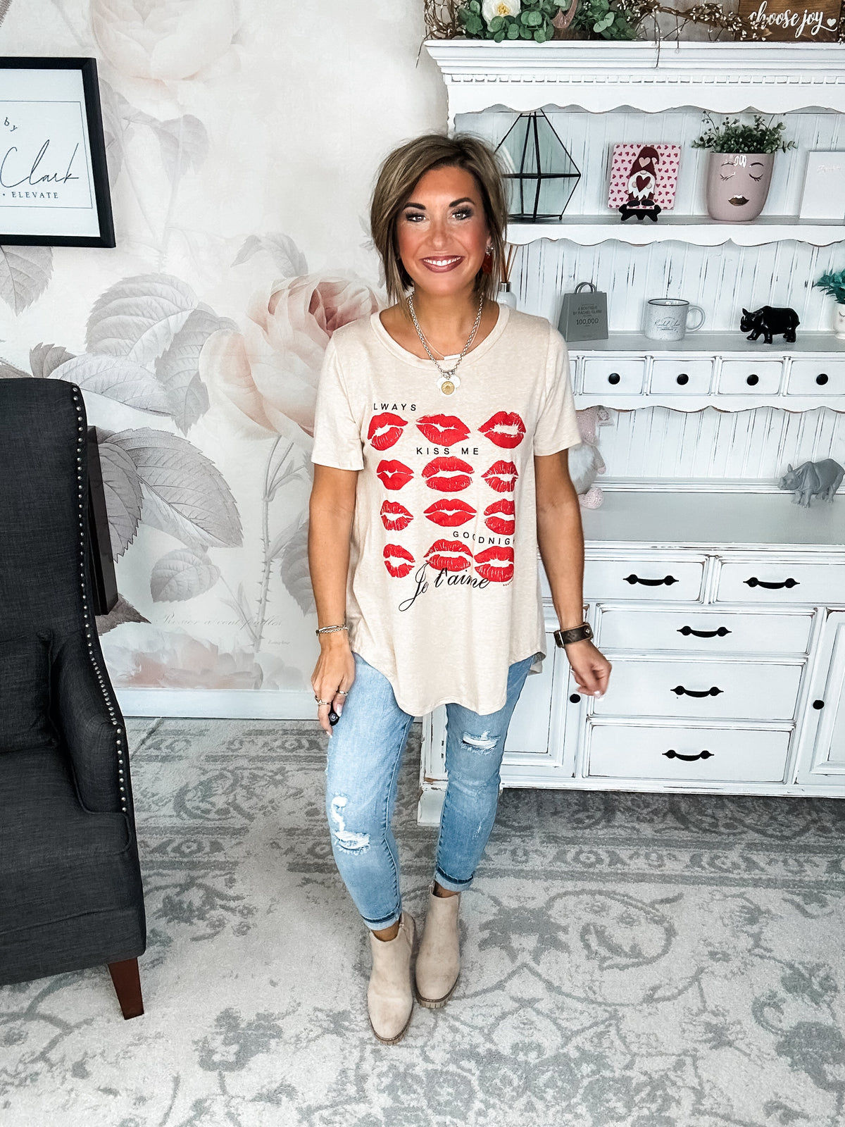 Always Kiss Me Goodnight Scoop Neck Graphic Tee