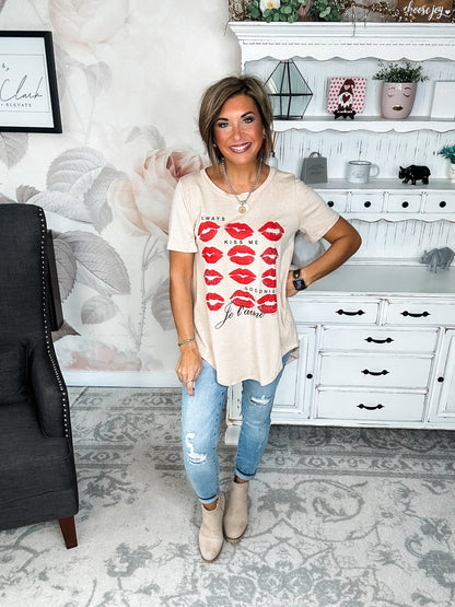 Always Kiss Me Goodnight Scoop Neck Graphic Tee