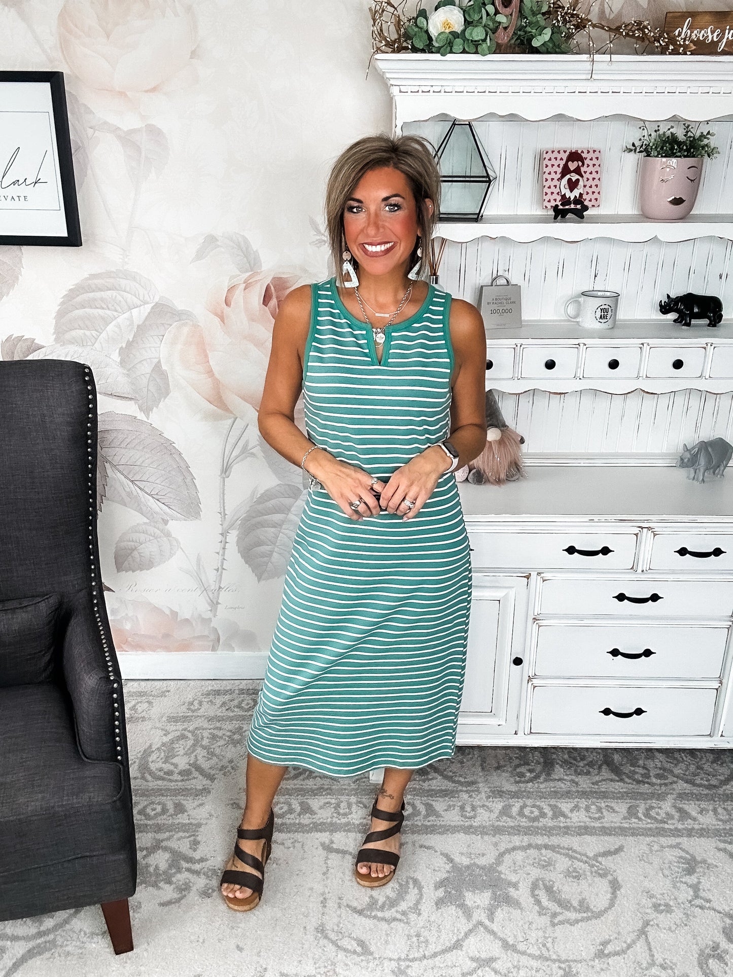 Ampersand Avenue Striped Midi Dress - Sweet Mint