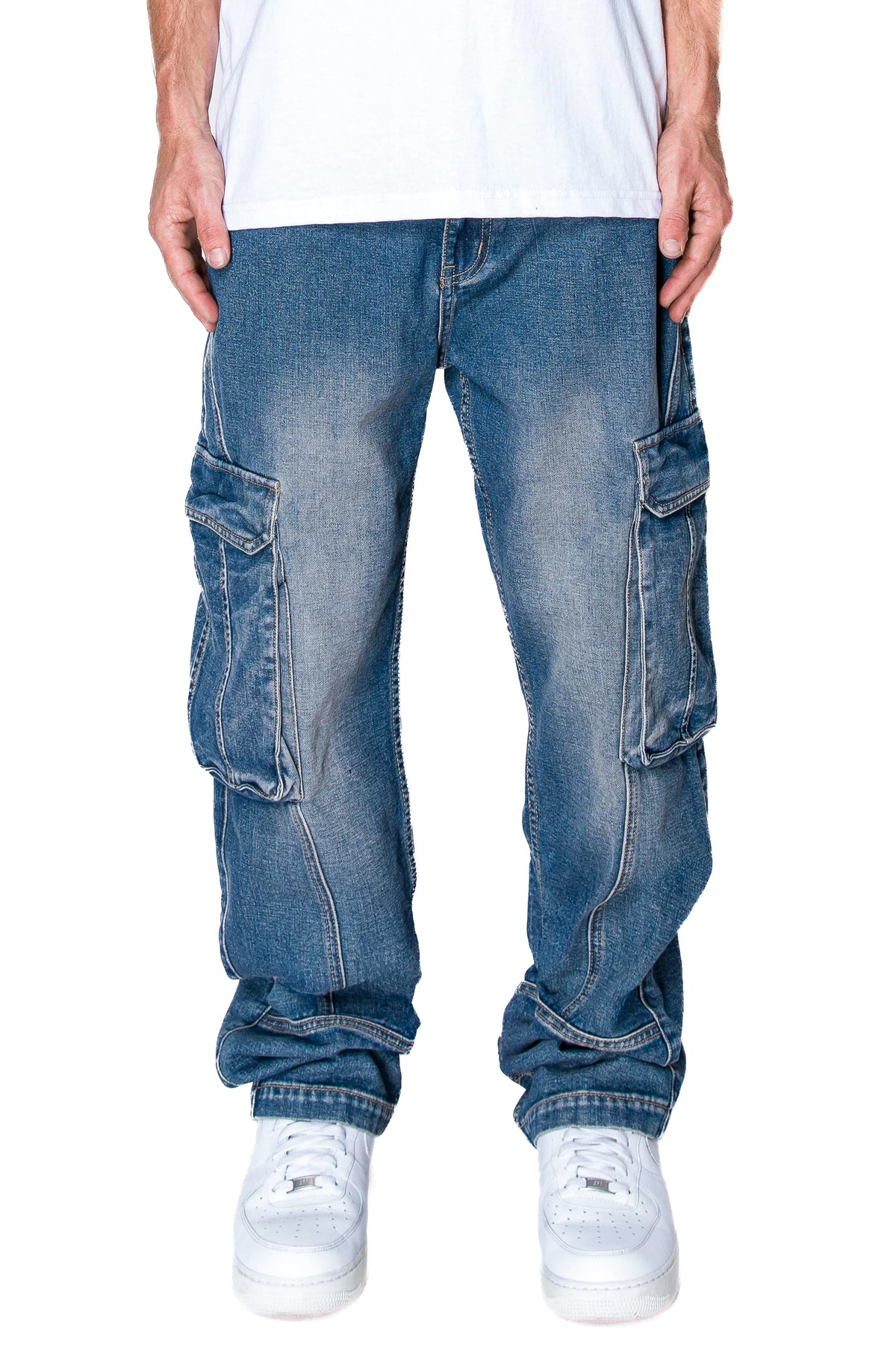 Men's Baggy Fit Cargo Denim Jeans