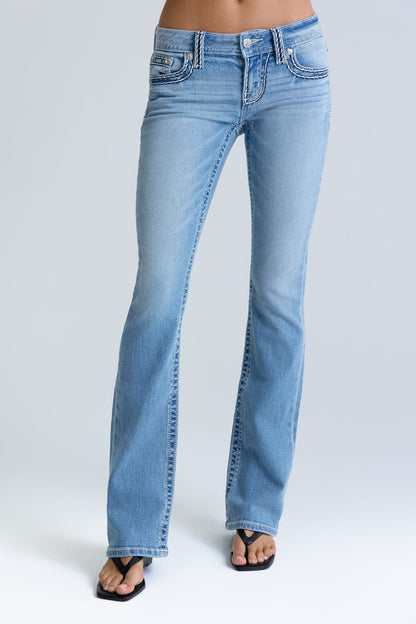 Cleo Stitched Low Rise Bootcut Jeans