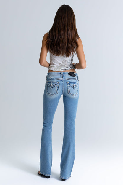 Cleo Stitched Low Rise Bootcut Jeans