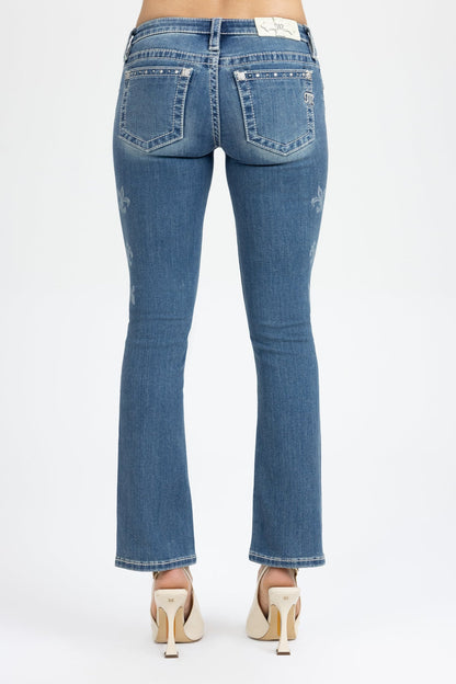 Scattered Fleur Low Rise Slim Bootcut Jeans