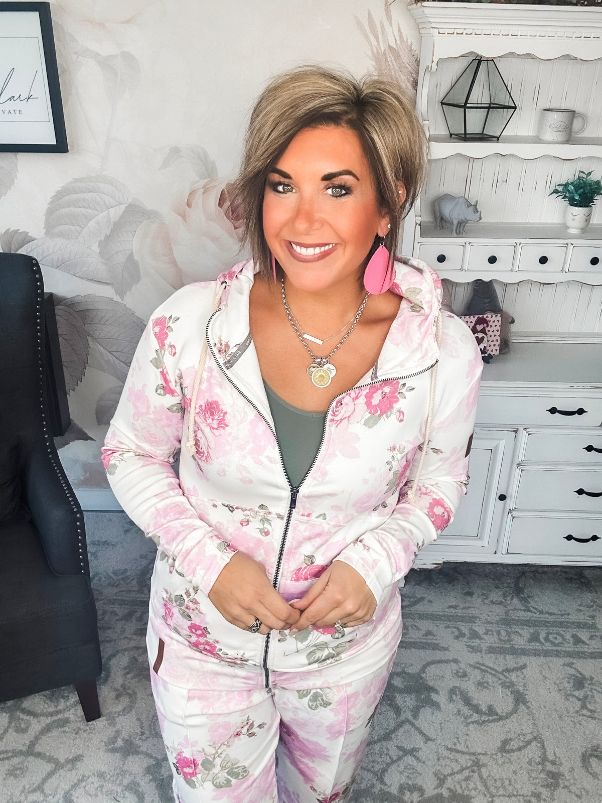 Ampersand Avenue Fullzip Sweatshirt - Roses & Dreams