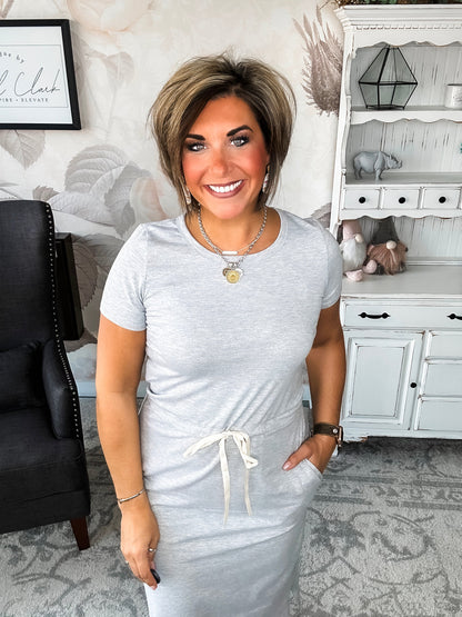 Feel Alive Tshirt Dress - Heather Grey
