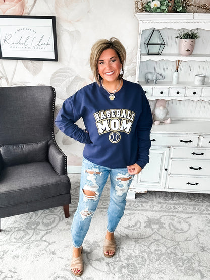 Baseball Mom Varsity Glitter Sweatshirt