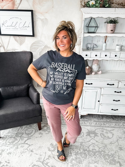 Heart Is Full - Baseball Mom Graphic Tee
