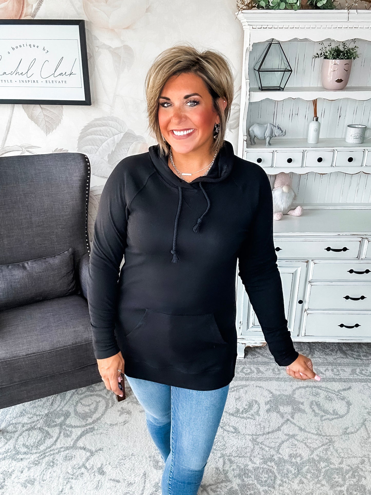 Ampersand Avenue SideSlit Hoodie - Blackout