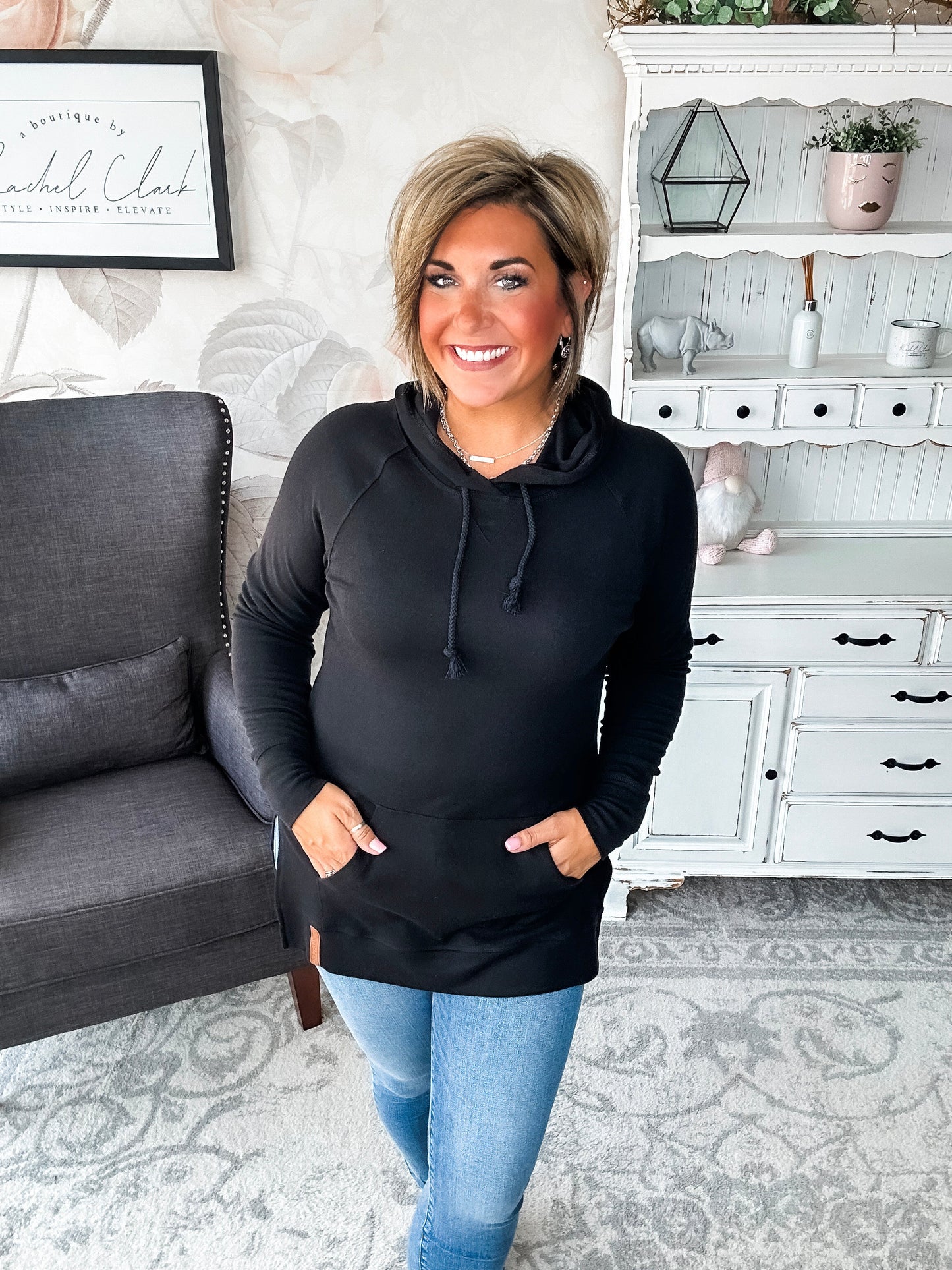 Ampersand Avenue SideSlit Hoodie - Blackout
