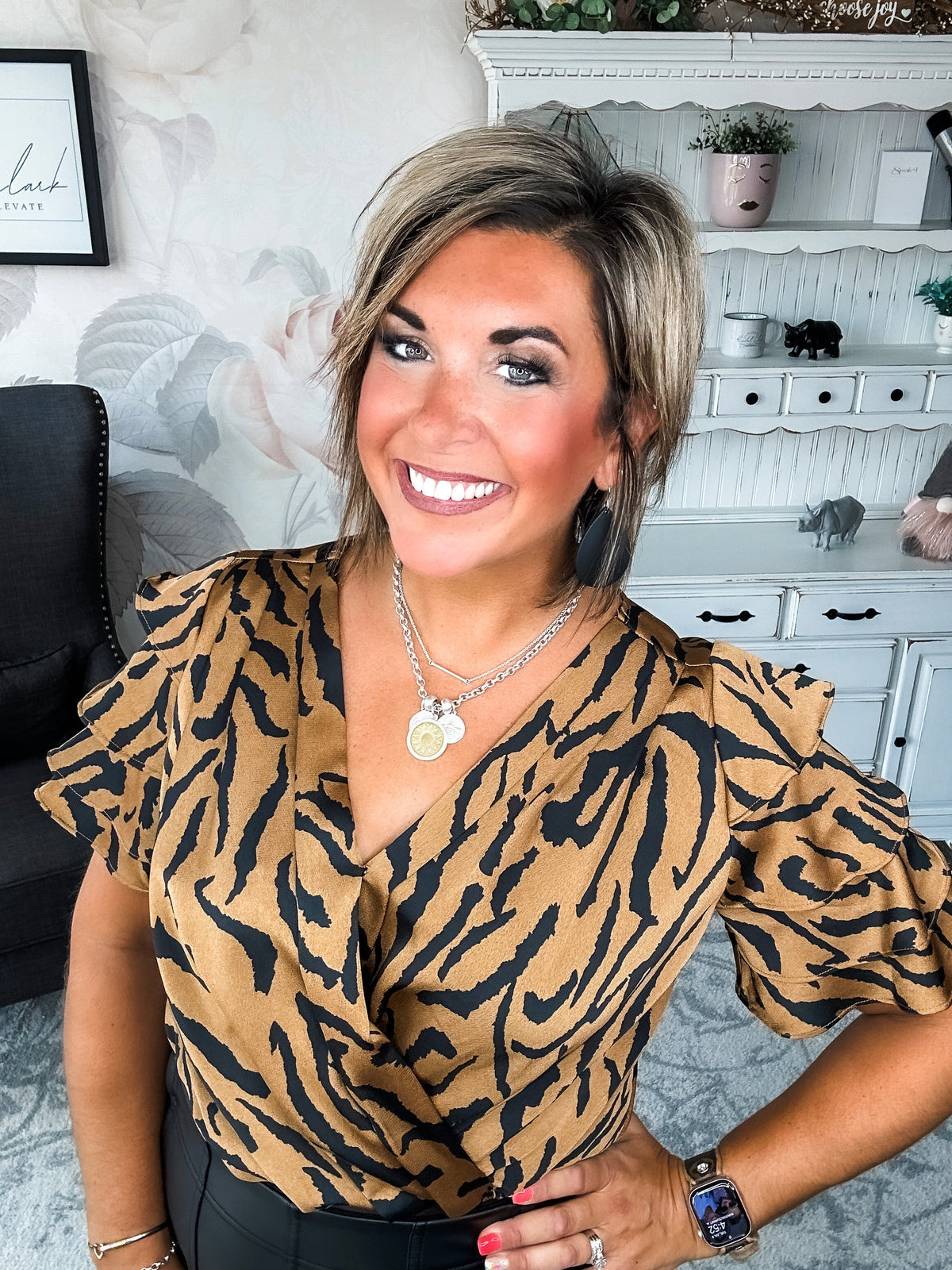 Feeling Sassy Zebra Bodysuit - Copper