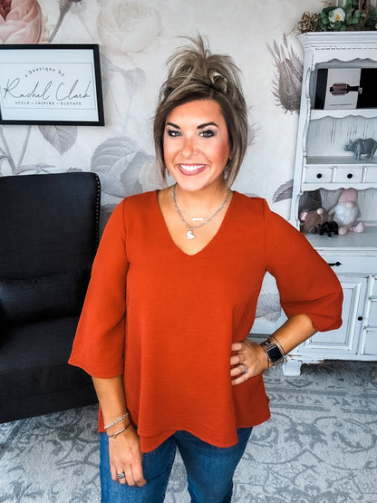 Let Me Adore You Blouse - Rust