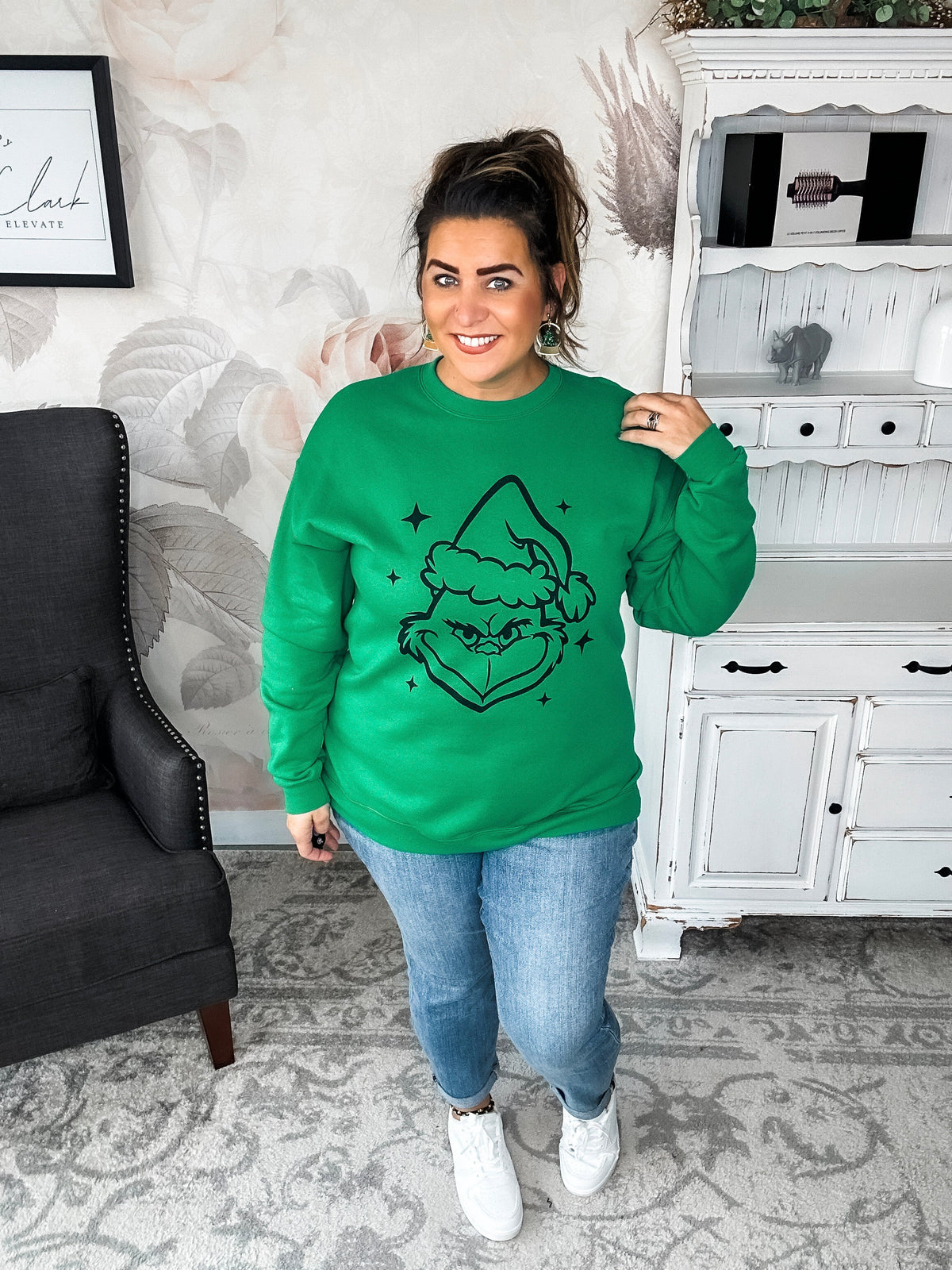 Grinch Face Pullover Sweatshirt