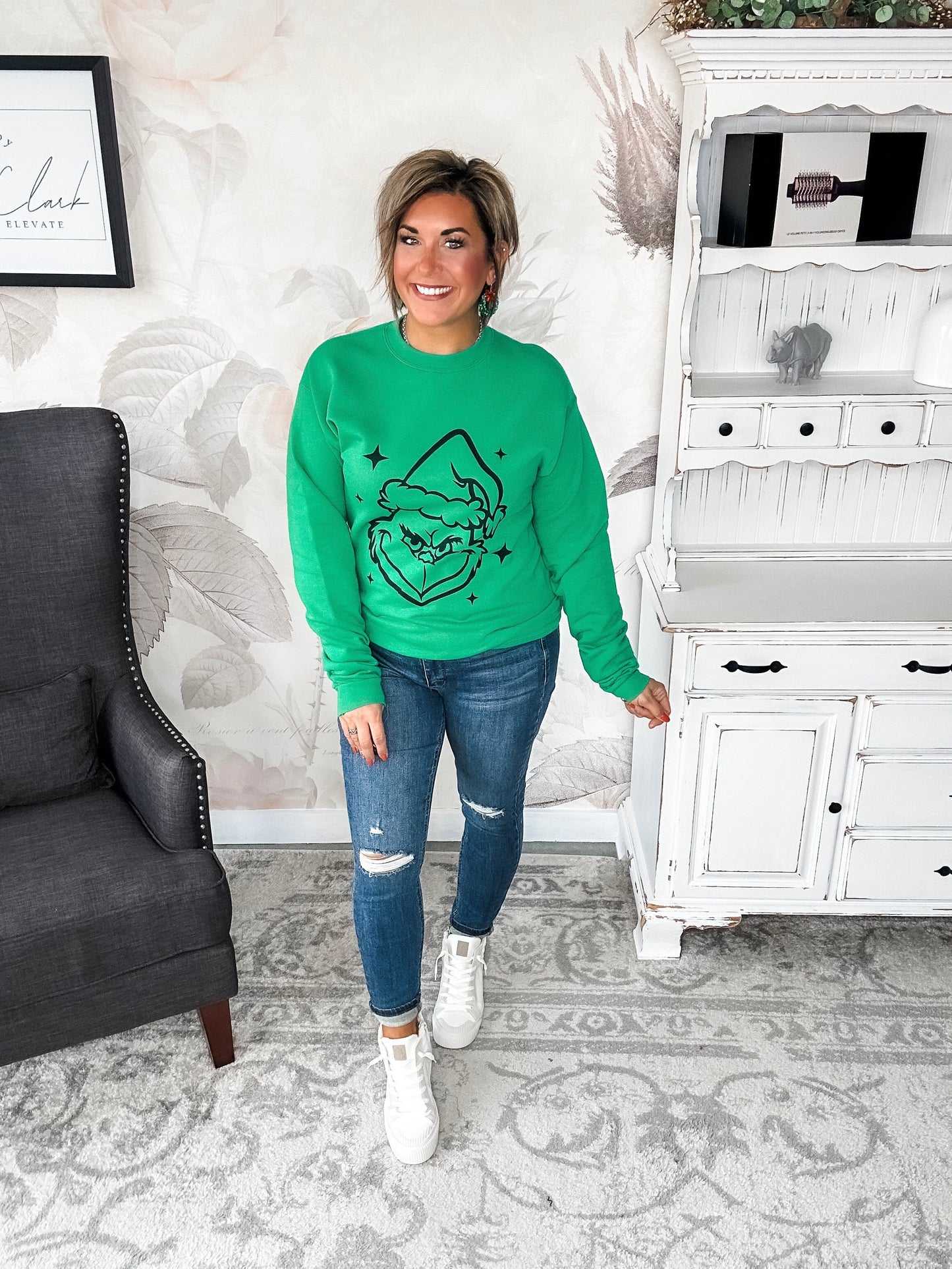 Grinch Face Pullover Sweatshirt