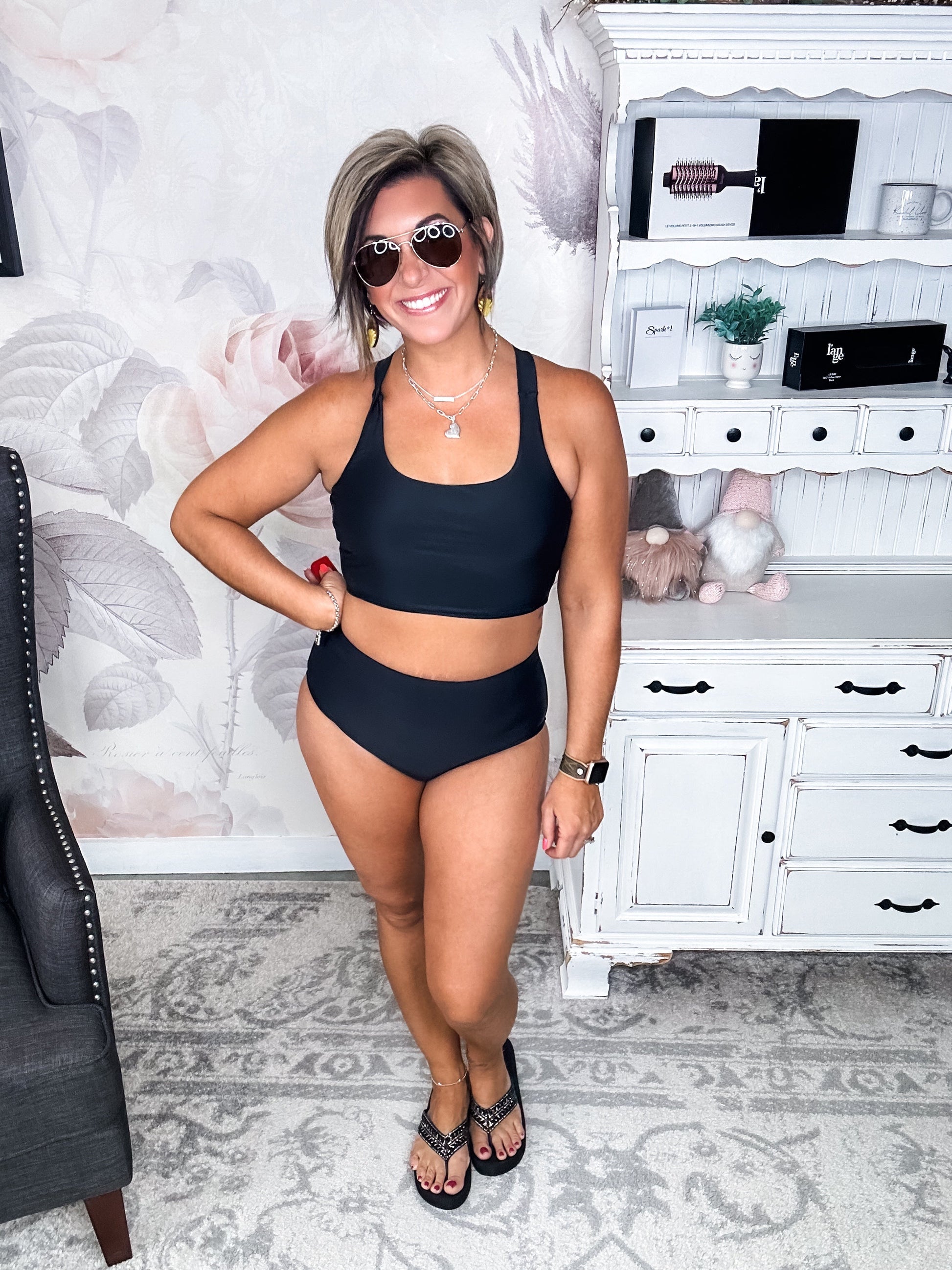 Along The Boardwalk Swim Top - Black